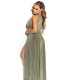 Women's Bodycon Long Dress Maxi Dress Black Blue Pink Sleeveless Pure Color Split Spring Summer Cold Shoulder Hot Party